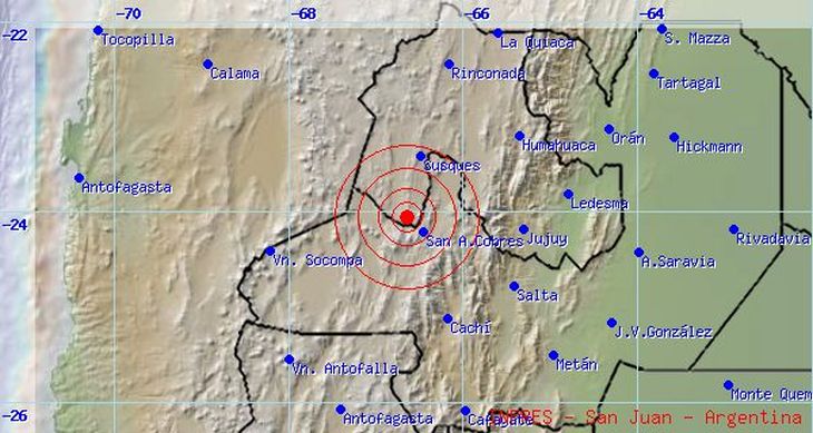 Ayer jueves se registró un sismo de grado 2.8 en Jujuy