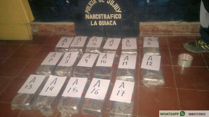 Jujuy: Un detenido y secuestro de casi 70 kilogramos de clorhidrato de cocaína