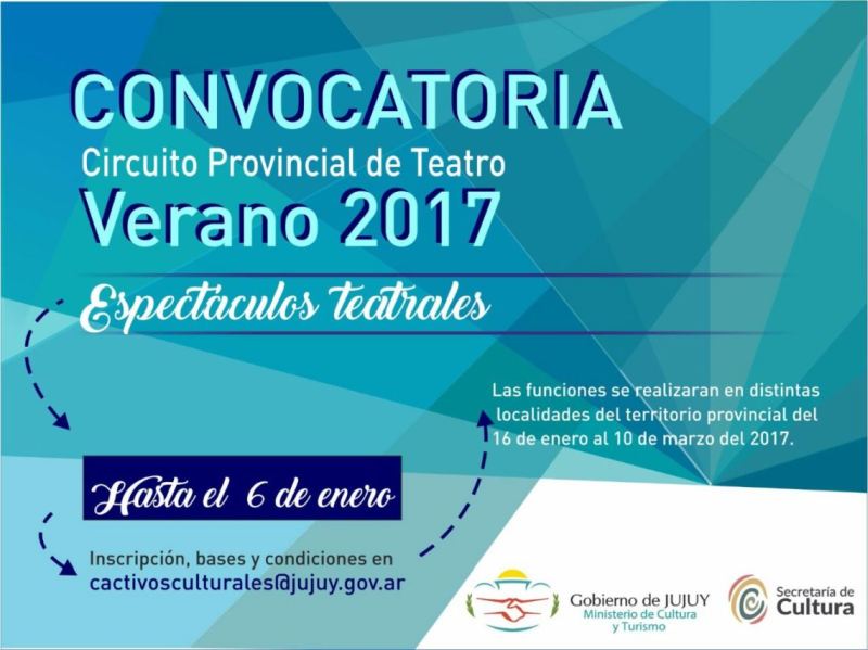 Convocatoria a obras teatrales para el circuito provincial de teatro verano 2017