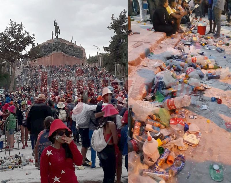 El lado B del Carnaval: dejaron una mugre el monumento a la Independencia de Humahuaca