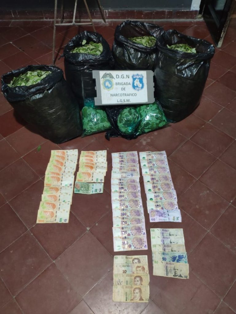 Arrestan a sujeto y le secuestran 11 kilos de hojas de coca y dinero en efectivo