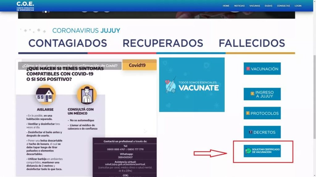 Trámite web: El COE habilita la entrega del certificado de vacunación COVID 19