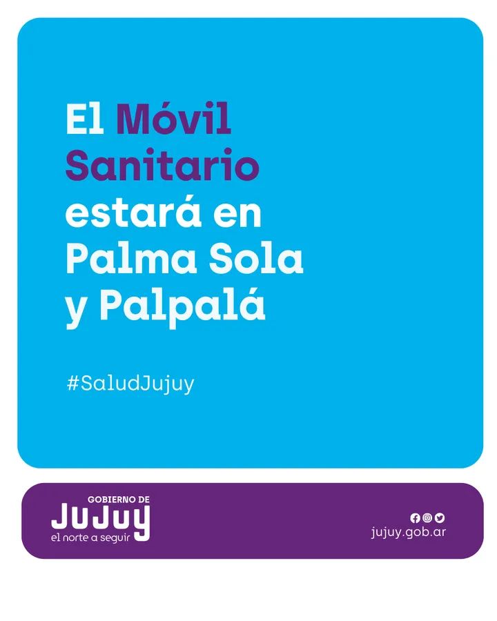 El Móvil Sanitario estará en Palma Sola y Palpalá del 22 al 24 de noviembre