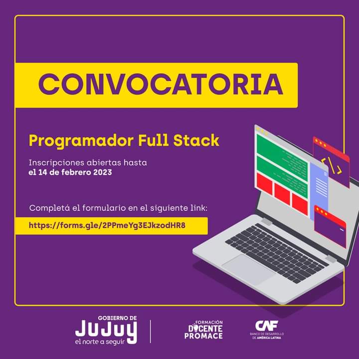 Convocatoria para cubrir perfil de programador full stack