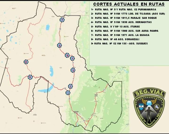 Jujuy: estado de transitabilidad por rutas nacionales y provinciales