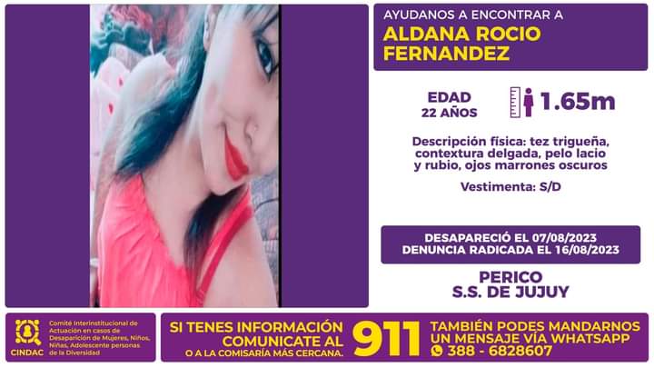 Se busca a Aldana Rocio Fernández