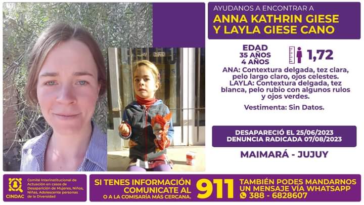 Continúa la búsqueda de Anna Kathrin Giese y Layla Giese Cano