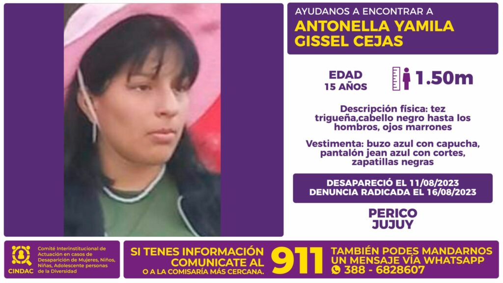 Continúa la búsqueda de Antonella Yamila Gissel Cejas