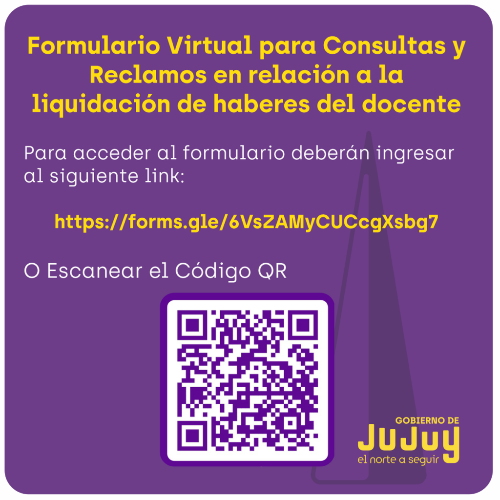 Formulario virtual para consultas y reclamos en relación a la liquidación de haberes del docente