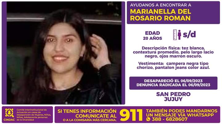 Se busca a Marianella del Rosario Román