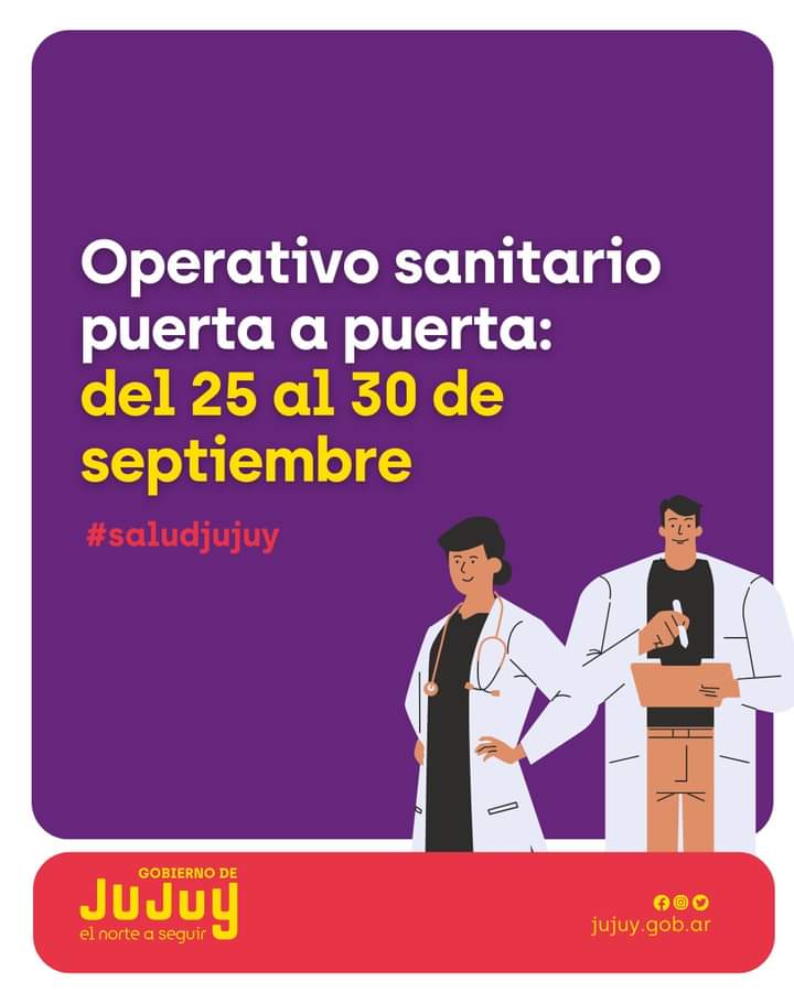 Cronograma del operativo sanitario puerta a puerta del 25 al 30 de septiembre 