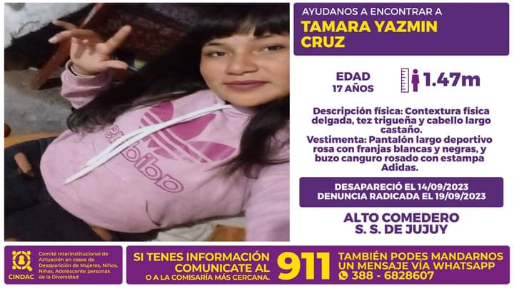 Se busca a Tamara Yazmín Cruz