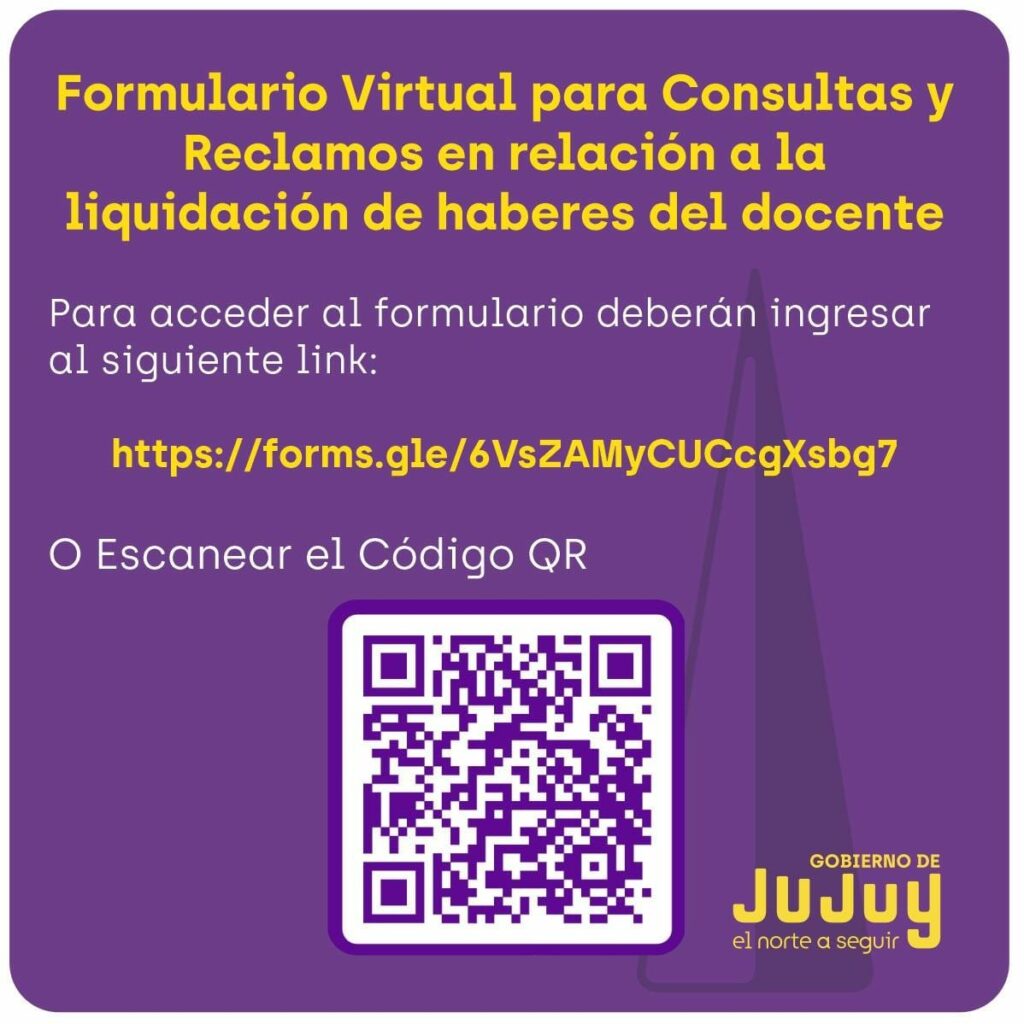 Jujuy: formulario para consultas y reclamos por liquidación de haberes docentes