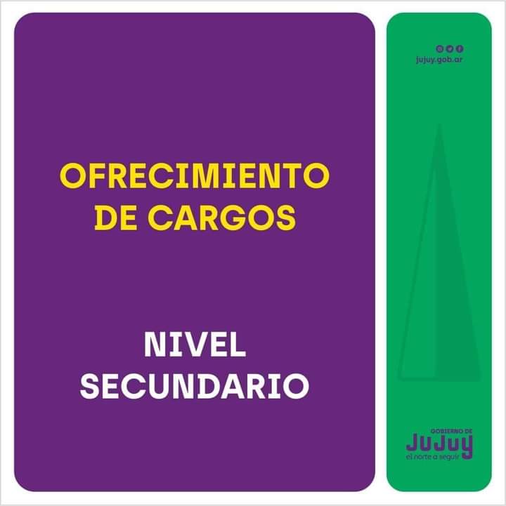 Jujuy: ofrecimiento de cargos de nivel secundario