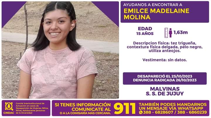 Se busca a Emilce Madelaine Molina