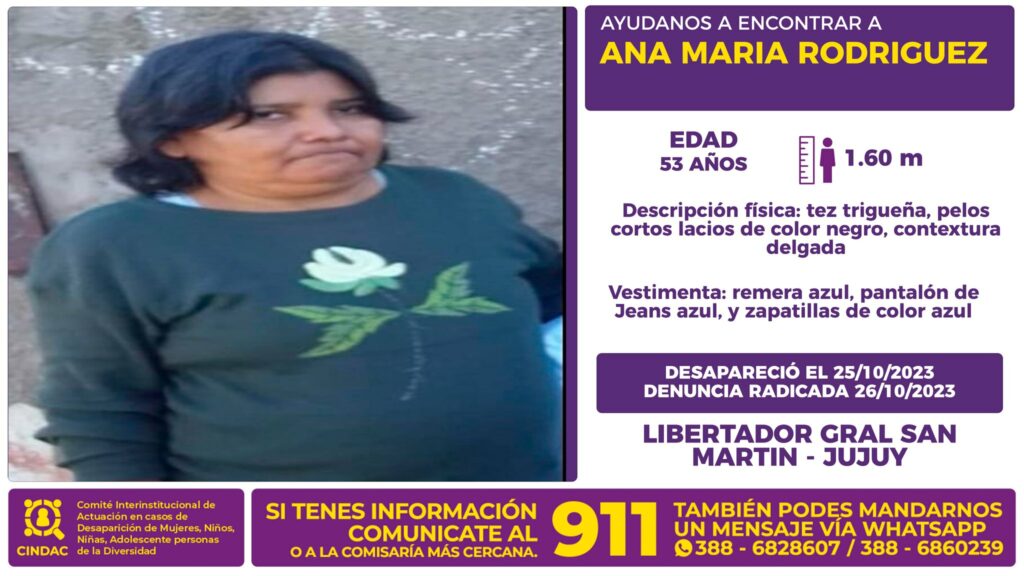Se busca a Ana María Rodríguez