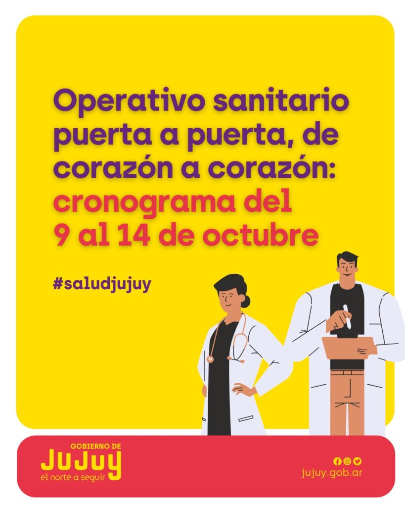 Operativo sanitario puerta a puerta: cronograma del 9 al 14 de octubre 
