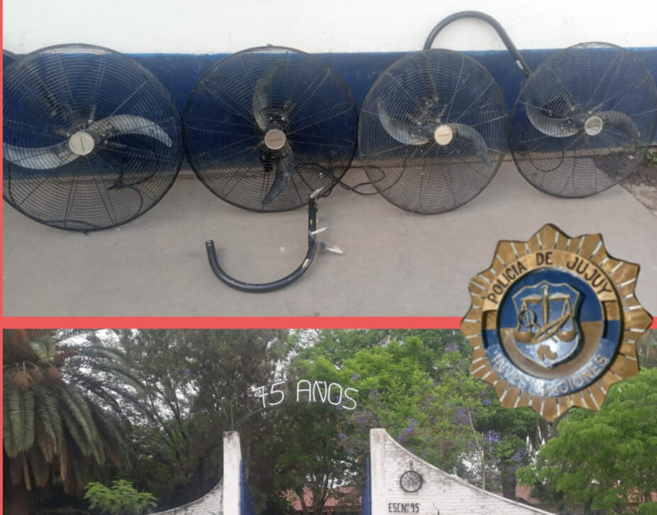Recuperan ventiladores robados de una escuela de San Pedro