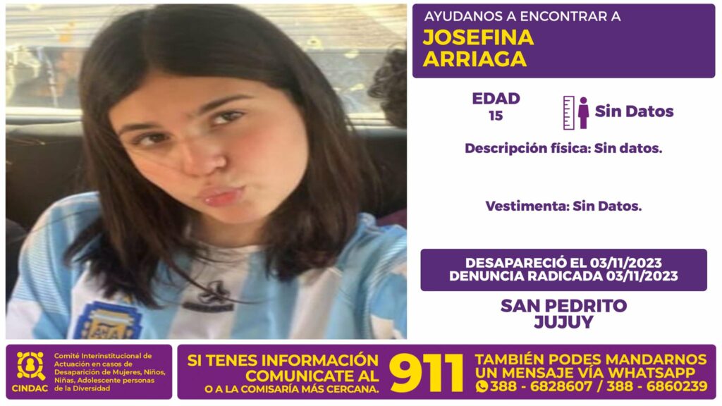 Se busca a Josefina Arriaga