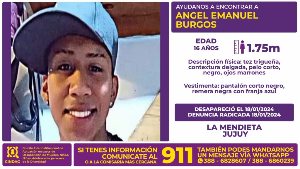 Se busca a Ángel Emanuel Burgos