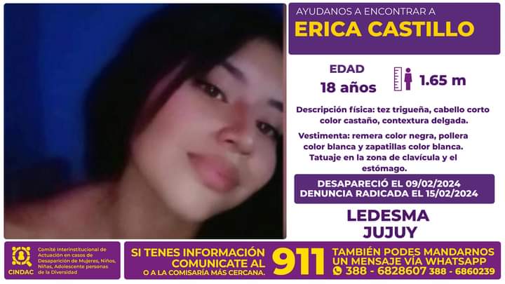 Se busca a Erica Castillo