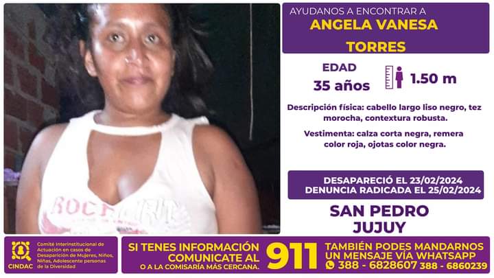Se busca a Angela Vanesa Gutiérrez
