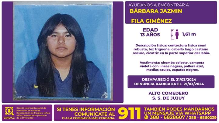 Se busca a Bárbara Jazmín Fila Giménez