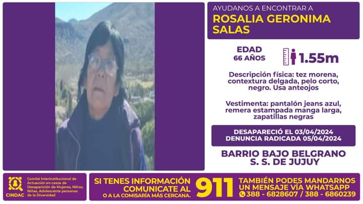 Se busca a Rosalía Geronima Salas