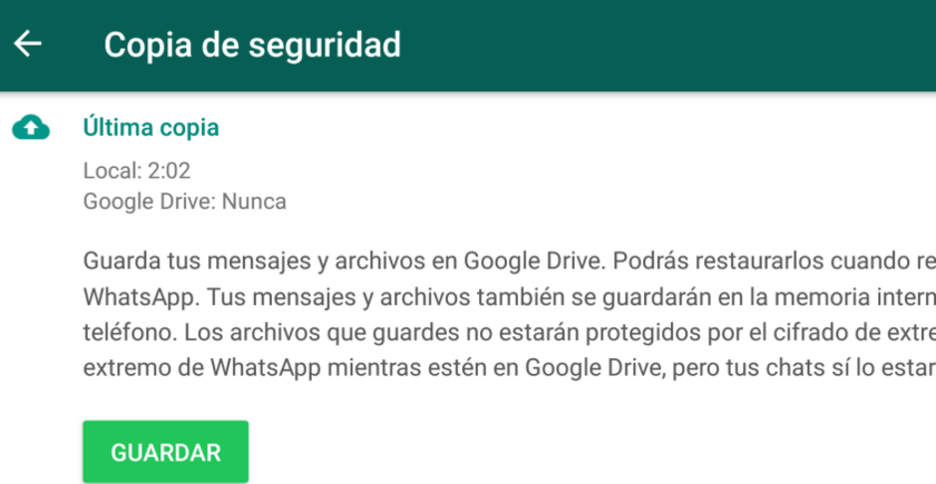 Cómo guardar copias de seguridad de WhatsApp sin pagar Google Drive