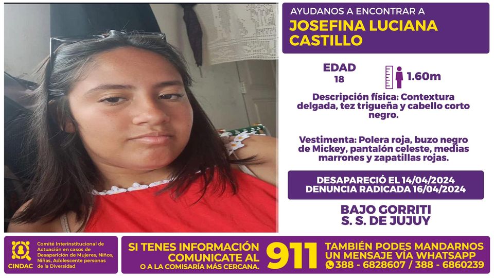 Se busca a Josefina Luciana Castillo
