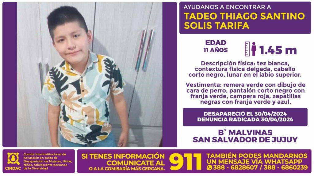 Se busca a Tadeo Thiago Santino Solis Tarifa
