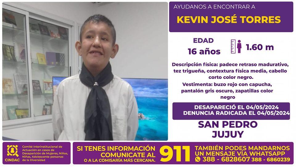 Se busca a Kevin José Torres